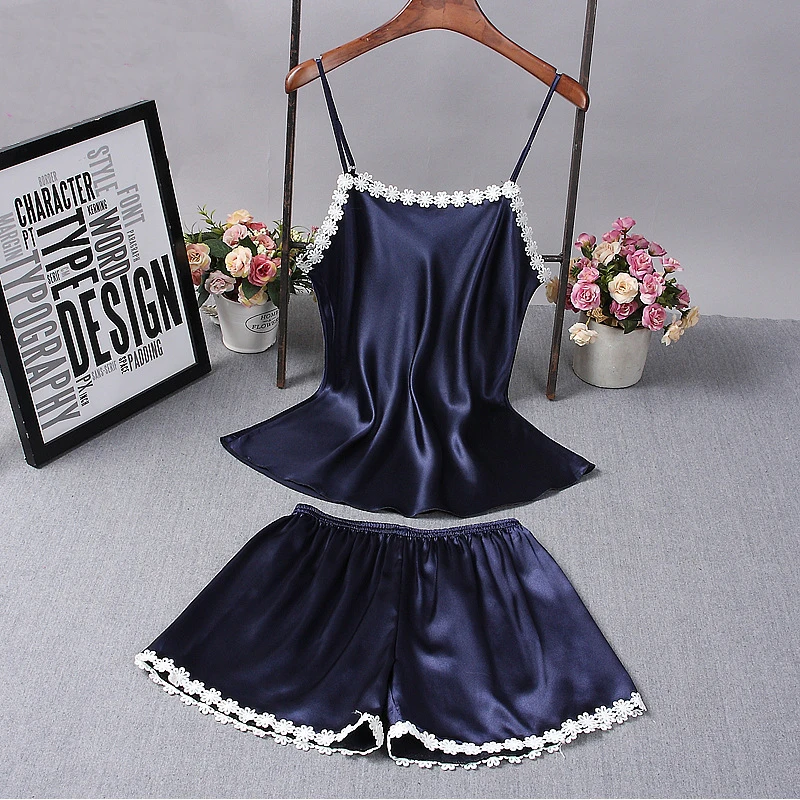 

Ladies Sexy Summer Night Dress Women Satin Lace Sleepwear Silk Nightgown Sleeveless V-Neck Nightdress Plus Size Female Nightie