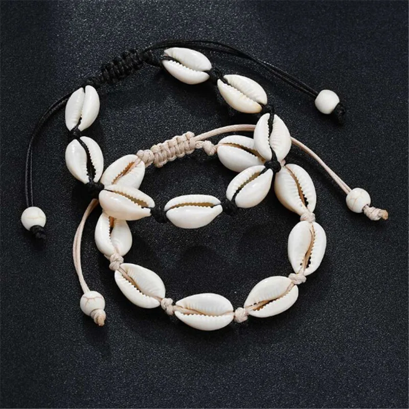 Boho естественные ракушки браслеты с подвесками для женщин пляжные украшения ручной работы веревка и ювелирные изделия подарок ко Дню Святого Валентина
