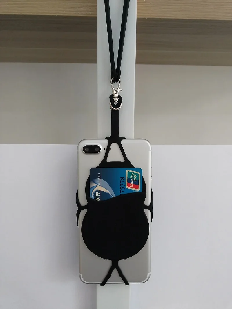 Goede 100 stks Universele Nek Lanyard riem pounch kaarthouder siliconen telefoon Case voor iphone XS MAX XR xiaomi mi6 mi8 note9 meizu m5