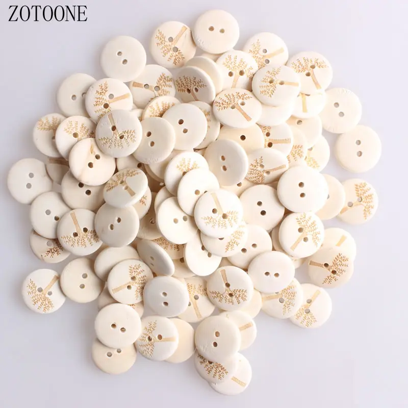 

ZOTOONE 18mm 50-100pcs Tree Wooden Buttons Beautiful Tree Pattern Decorative Buttons 2-Holes Fit Sewing DIY Scrapbooking Craft D