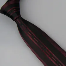 Lammulin Для мужчин костюм Галстуки черный с красной линии в Вертикальную Полоску/в горошек галстук бордовый границы Дизайн жаккард тощий галстук 6 см