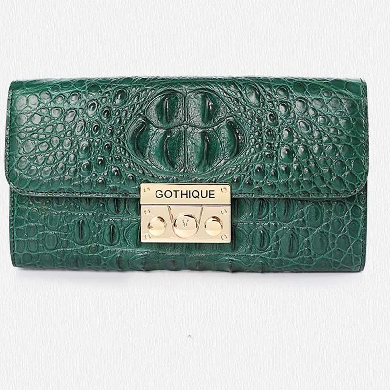 

Gete 2016 new import real Thailand crocodile women handbag female hand bag leather lock crocodile leather women bag
