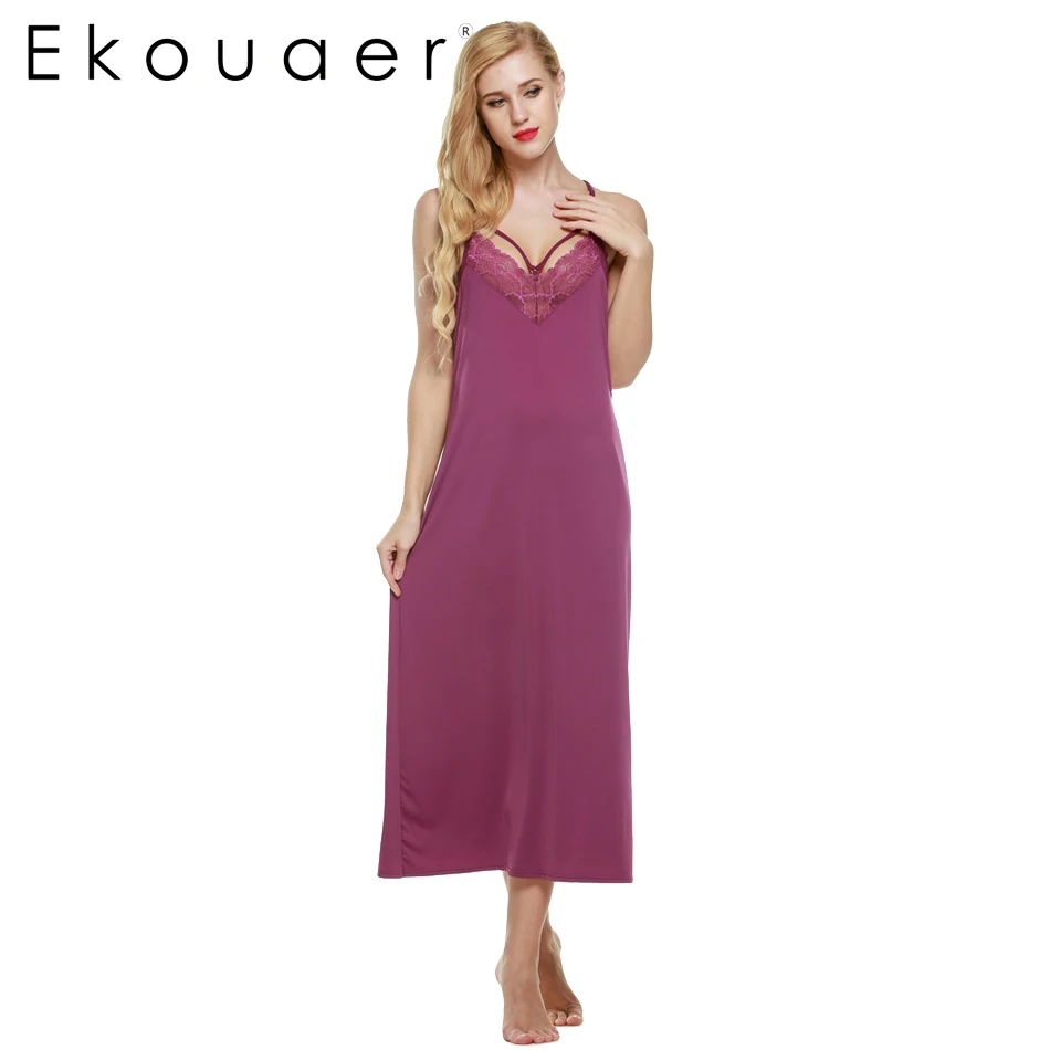 Ночная рубашка Ekouaer Женская кружевная без рукавов|women nightdress|sleepwear women dresssleepwear nightgown