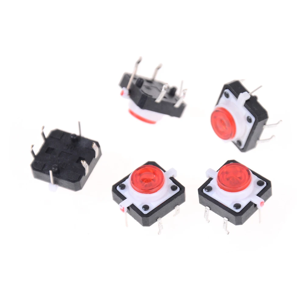 5 шт./лот 12*12 мм 4PIN SMT Тактильный кнопочный переключатель с цветами LED микро сброса