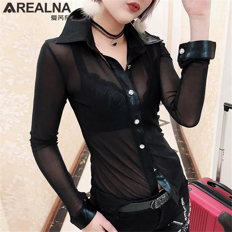 Sexy Mesh Transparent Summer Blouse 
