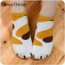 5 цветов, женские хлопковые милые короткие носки с изображением кота, отпечаток когтя, короткие носки для девушек, чулочно-носочные изделия, носки с принтом в виде собачьих лап
