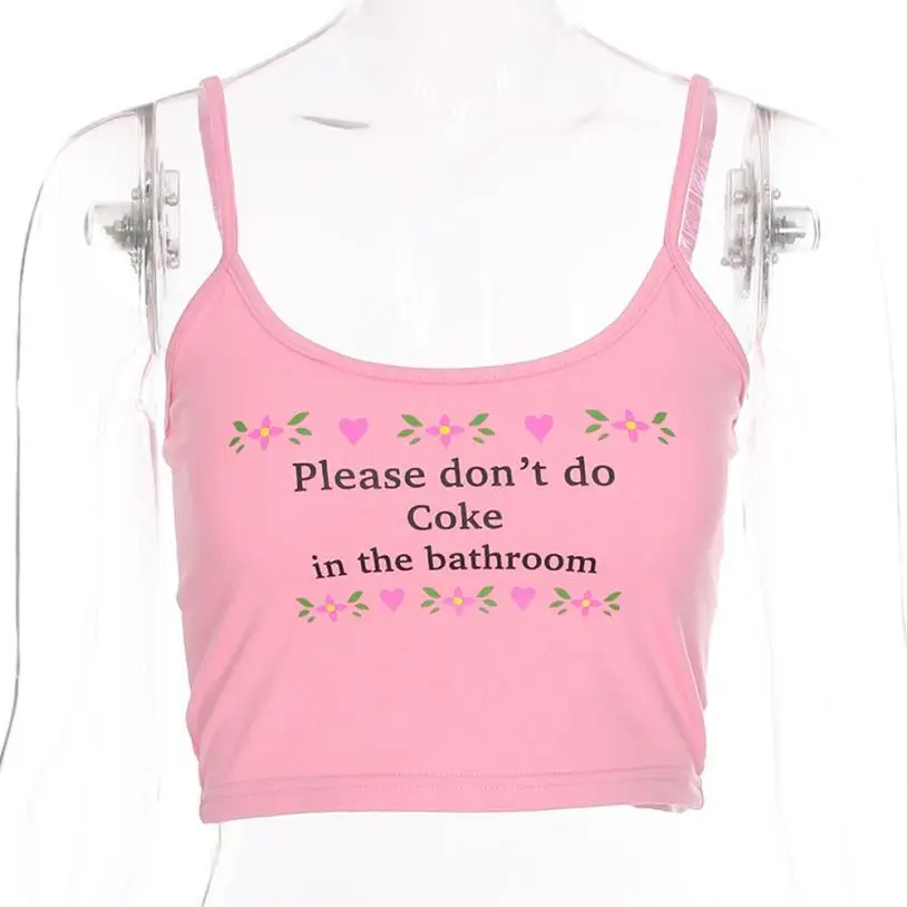 Пикантные модные жилет, пожалуйста, не делать Кокс в ванная комната укороченные топы для женщин Повседневное Танк Топы с принтом букв Холтер камзол