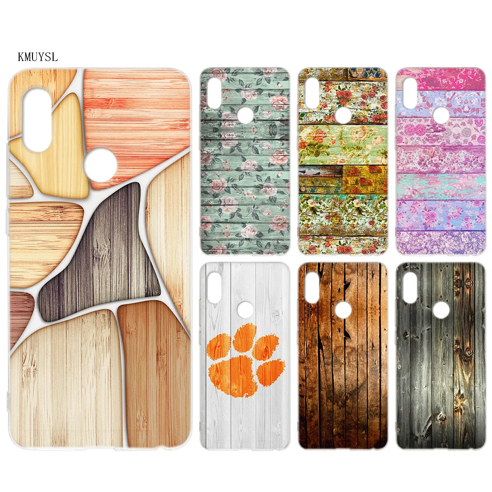 KMUYSL floor wooden timber Wood and flower TPU Clear Soft Case Cover
Shell for Xiaomi 8 Redmi 6A 6 Note 5 4X 4 A1 S2 Plus Pro