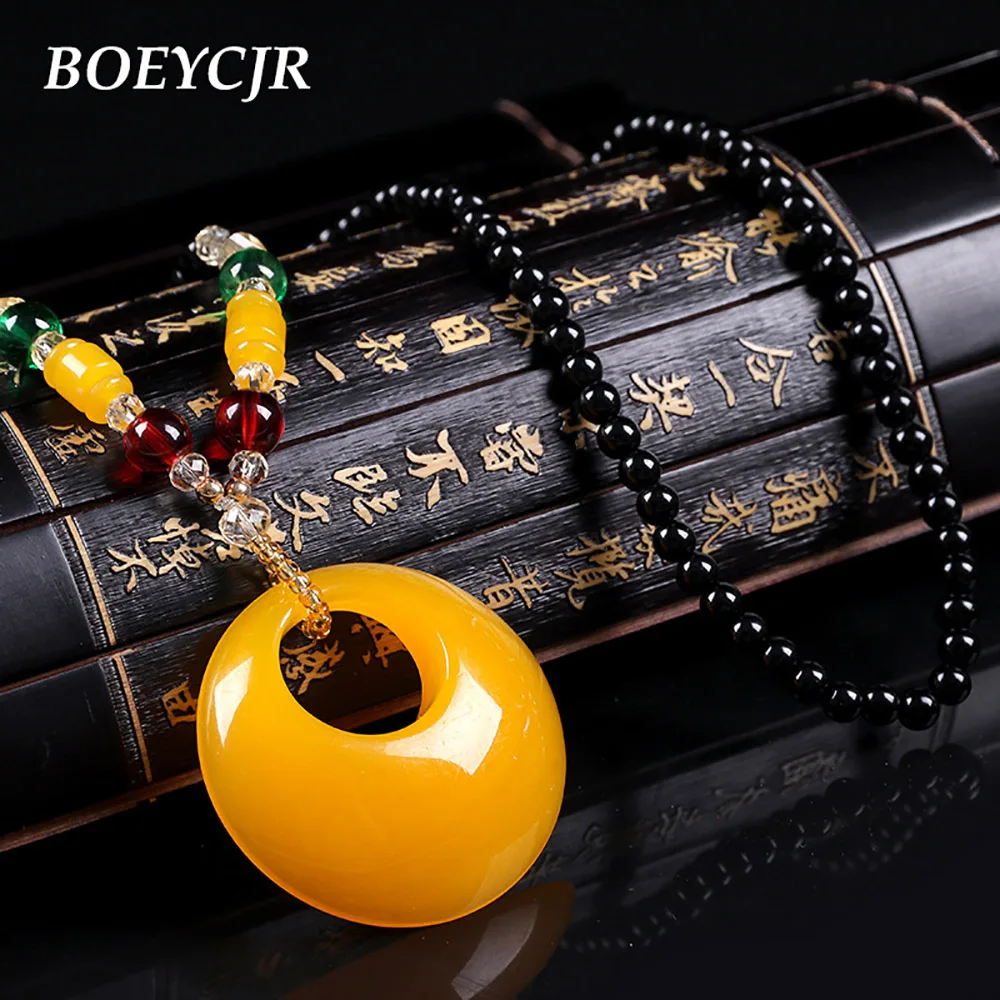 BOEYCJR PANGA-PANGA Wood Beads Necklace Long Chain Handmade Jewelry Resin Ethnic Vintage Pendant Necklace for Men or Women 2019 - Image 2