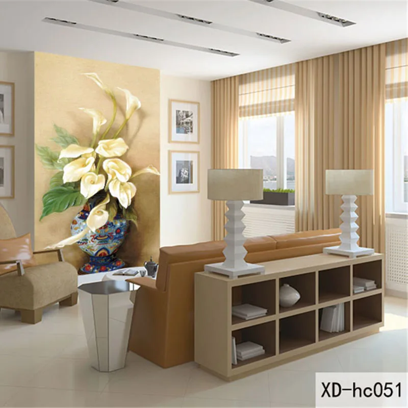 

QINGCHUN Custom Print Fabric & Textile Wallcoverings Wall Cloth Retro cotton and linen Flower Entrance Hallway Corridor Backdrop