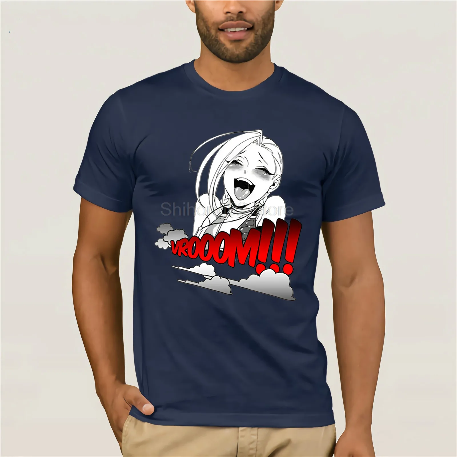 

2019 New Shirt For Men Vroom Ahegao Decal Anime Men's T Shirt Short Sleeve Custom T-shirt Popular Couple's