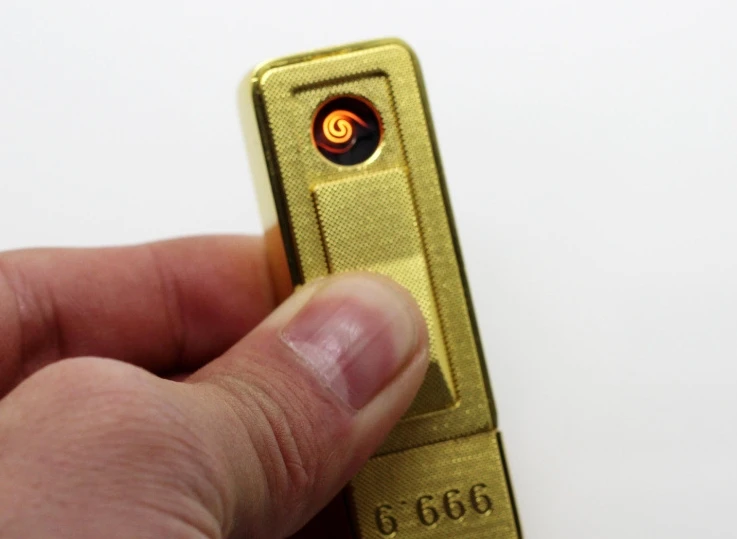 

2PCS/LOT High Quality Gold Bar Windproof Electronic Rechargable USB Flameless lighter