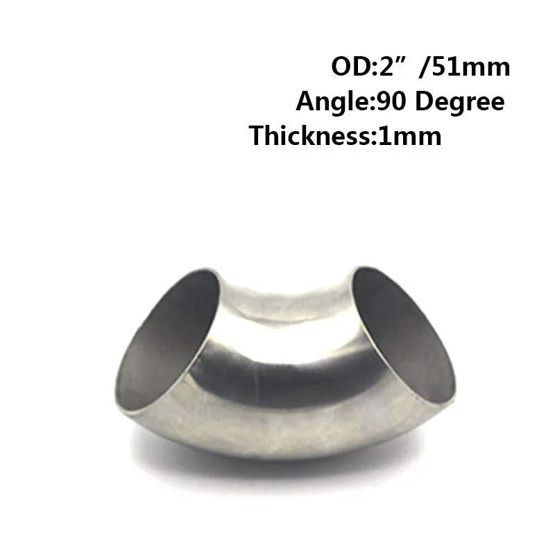 51mm-76mm OD Sanitary Butt Weld 90 Degree Elbow Bend Pipe 304 stainless steel car exhaust pipe muffler welded pipe