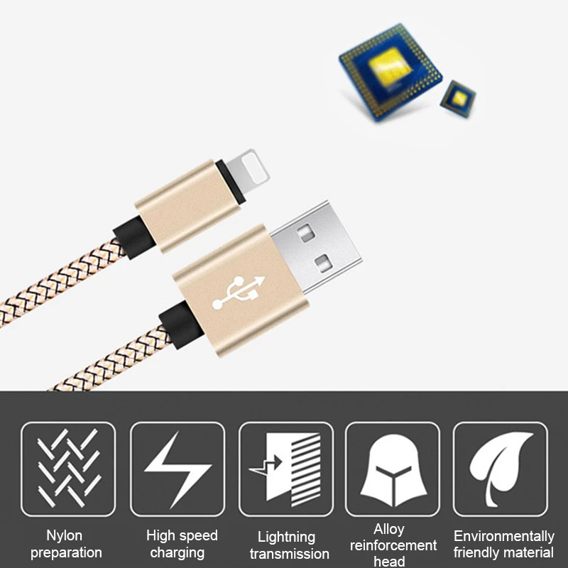 Нейлоновый usb кабель для быстрой зарядки Apple iPhone XR XS MAX X 8 7 6S 5 6 Plus ipad mini кабели и