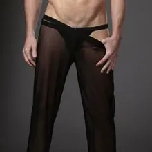 Сексуальные мужские прозрачные свободные сетчатые прозрачные штаны для отдыха, свободные облегающие штаны, пижамные брюки, штаны для сна, черные, белые