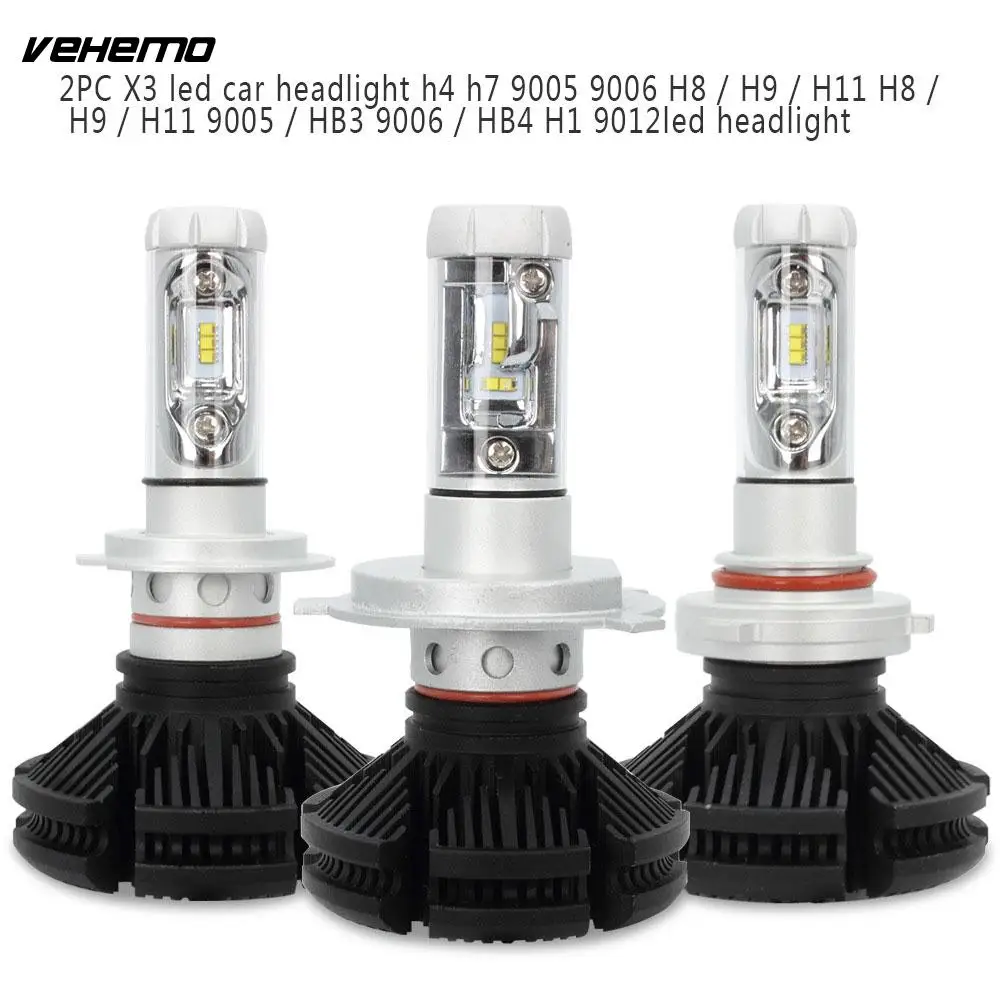 Vehemo High Low Beam Led Headlight Lamp Replacement X3 Light Durable