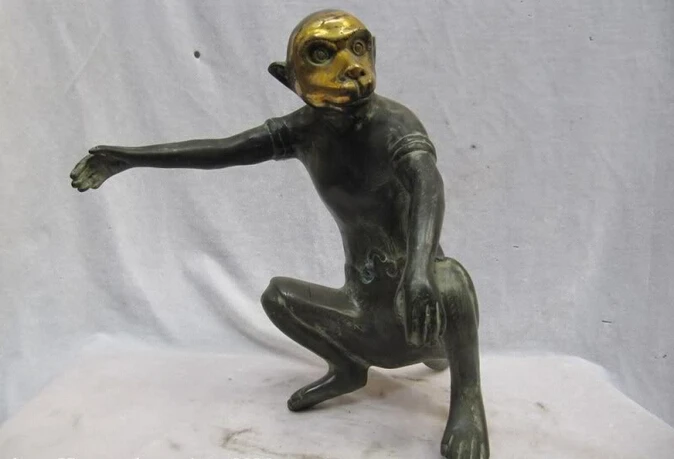 

USPS to USA S0606 Chinese Folk collection Old Bronze myth Xi You Ji Monkey King Statue (B0413)