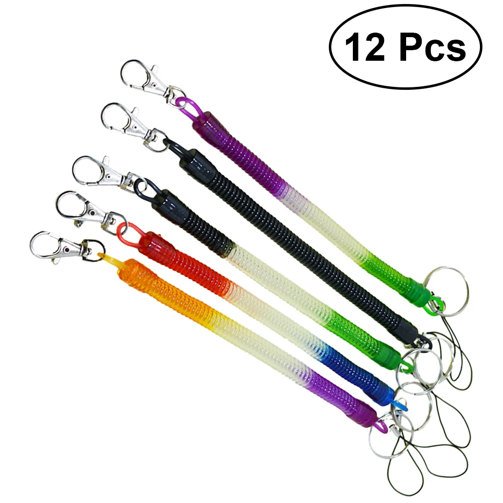 12 Pcs Keychain Colourful Stretchy Spiral Spring Keychain Plastic