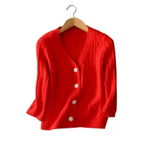 100 cashmere single breasted knitting coats V neck full sleeve solid color knitting clothings autumn winter