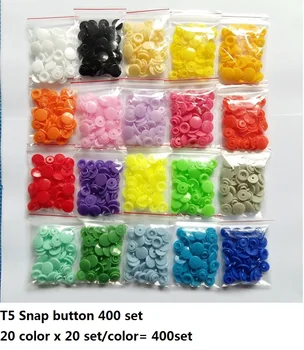 

400 SETS Mix Color T5 baby Resin snap buttons plastic snaps clothing accessories Press Stud Fasteners Poppers For raincoat wear