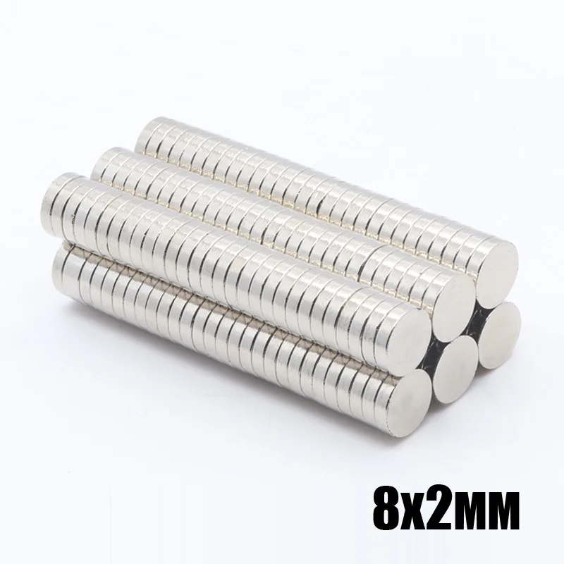 500 шт 8x2 мм N35 Супер Сильные мощные маленькие круглые Редкоземельные неодимовые магниты 8 мм x 2 мм маленькие круглые магниты