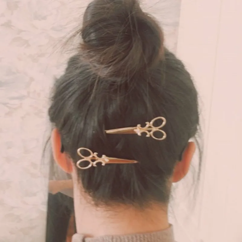 1Piece Korean version of the simple hair accessories simulation scissors personality hairpin jewelry retro headwear clip - Image 2