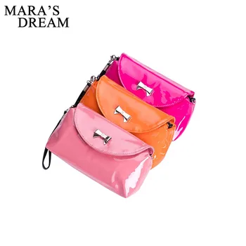 

Mara's Dream PU Cosmetic Bags Women Daily Use Makeup Bags For Girls Fashion Bow-Knot Female Zipper Cosmetics Bag
