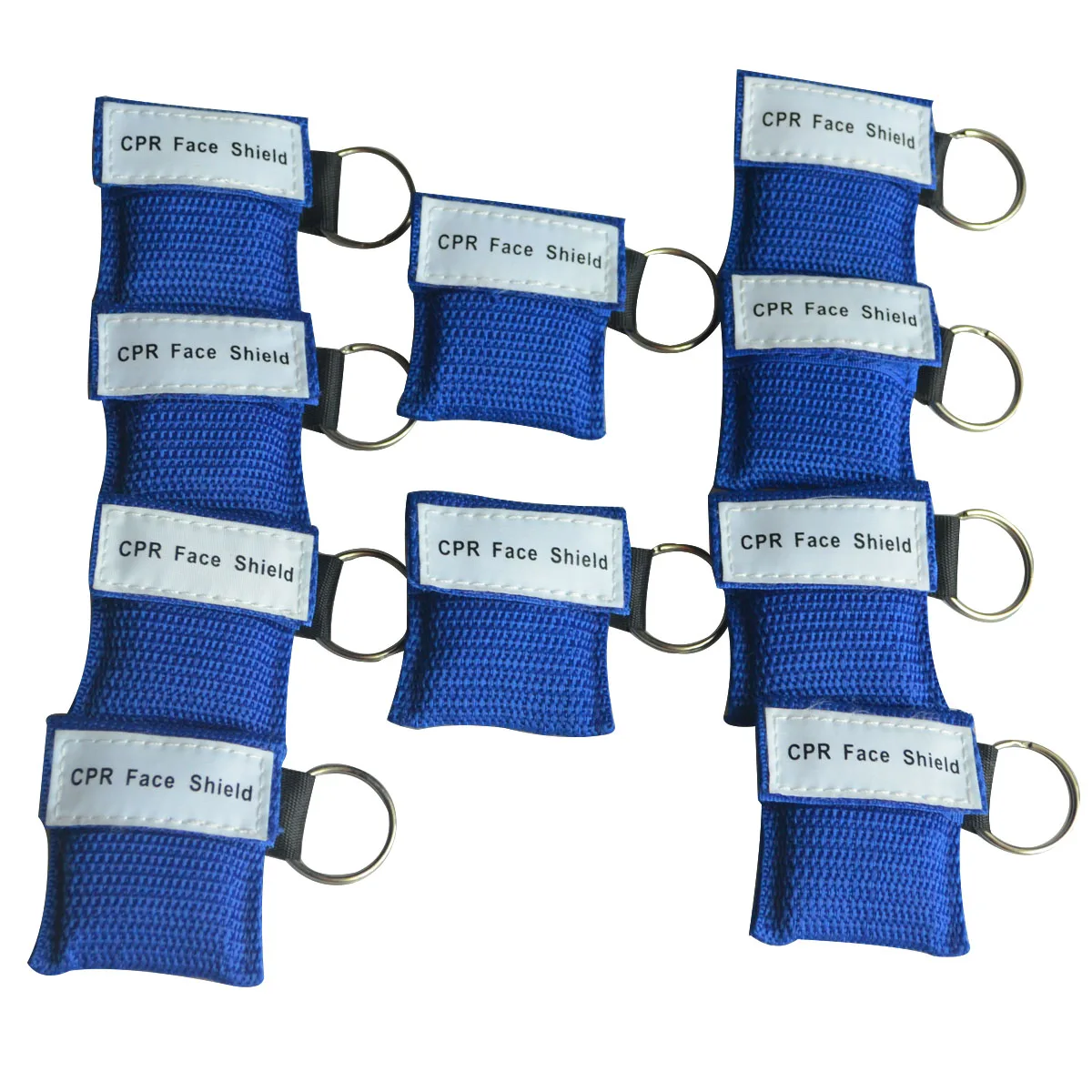 

500Pcs CPR Mask Cpr Face Shield One-way Valve With Keychain For Emergency Survival Use CPR First Aid Blue Nylon Bag Wrapped