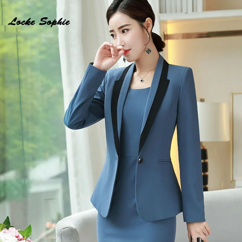 Women's Plus size Slim fit Blazers coats 2019 Spring cotton blend Splicing Suits jackets ladies Skinny office Blazers Suits coat