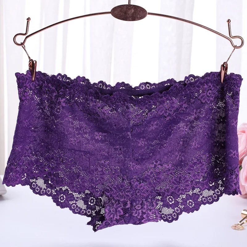 

GUMPRUN Elegant Women Lace Panties Solid Low Rise Boyshort Thin Floral Lace Breathable Briefs Seamless Cozy Panties Women Shorts