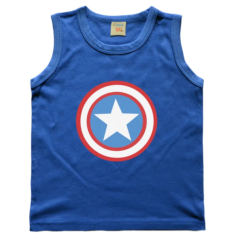 

Summer Kids Shirt Cartoon Captain America Sleeveless Baby Boys Girls T-Shirt Children Tee Boys Clothes