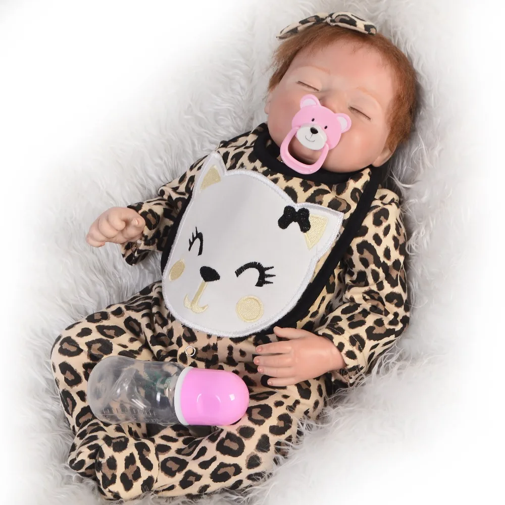 

Special Ethnic 22'' Reborn Dolls Girl Baby Silicone Body Alive Sleeping Reborn Boneca 55 cm bebe Stuffed Doll For Kids Playmates