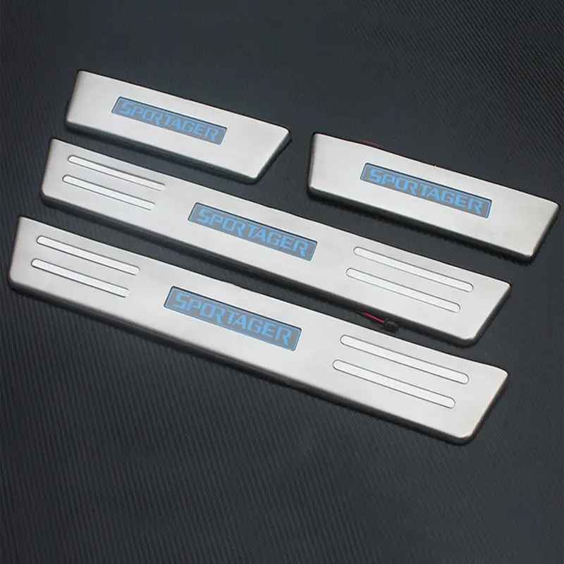 For 2014 KIA SPORTAGE R Stainless Steel Blue LED light Illuminated Door