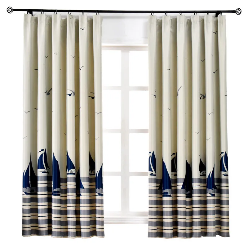 Modern Printed Tree Short Curtains for Kids Bedroom Children's Room Window Treatments Drape for Living Room