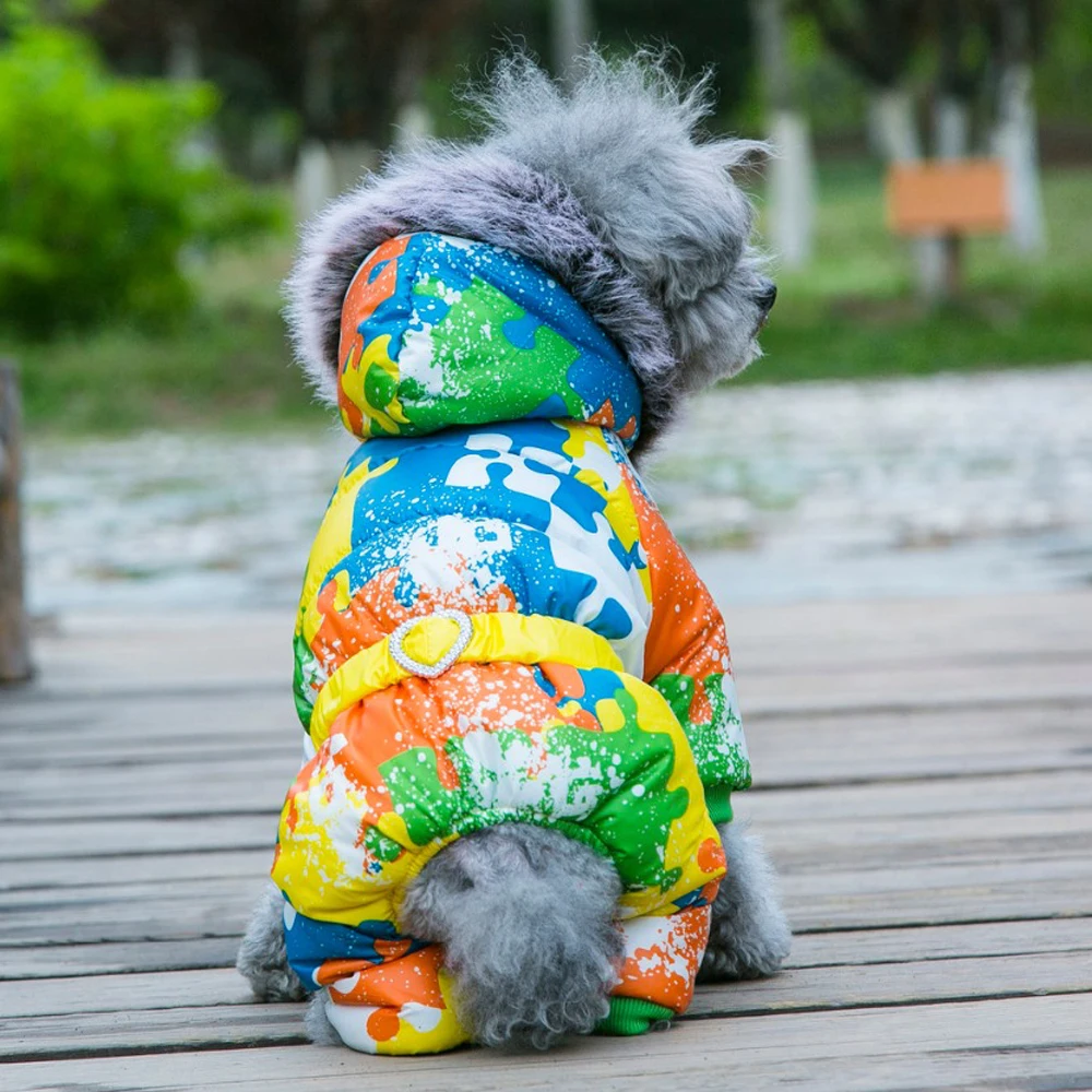 Winter Dog Clothes Very Thick Clothes For Dogs With Bling Bling Belt