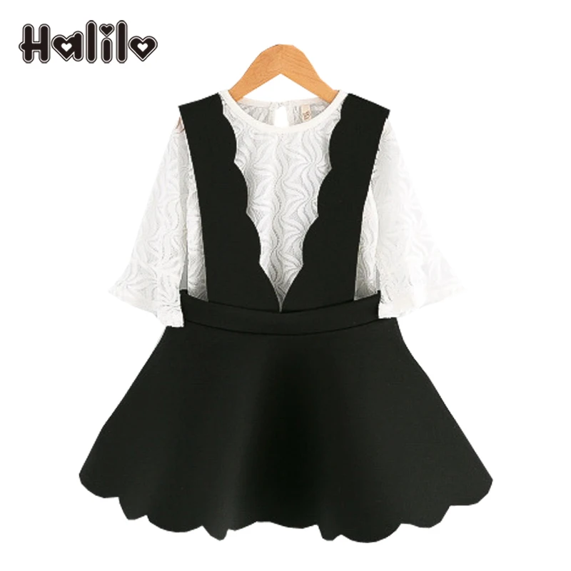 

Halilo Kids Girls Clothes Set Half Sleeve Blouse + Skirt 2pcs Girls Halloween Outfits Casual Kids Suit For Girls School Clothes