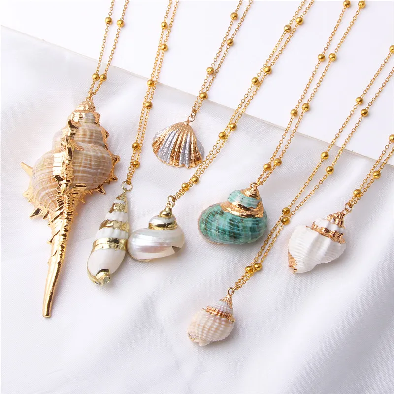 50pc Freshwater Shell Pendant Charm Sector Seashell Jewelry Finding Making Chain 