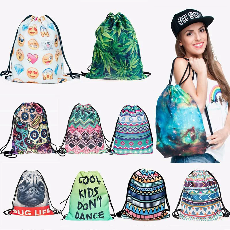 2015 new fashion escolar backpack 3d print travel softback man wonmen mochila feminina harajuku drawstring bag unisex backpacks | Багаж и