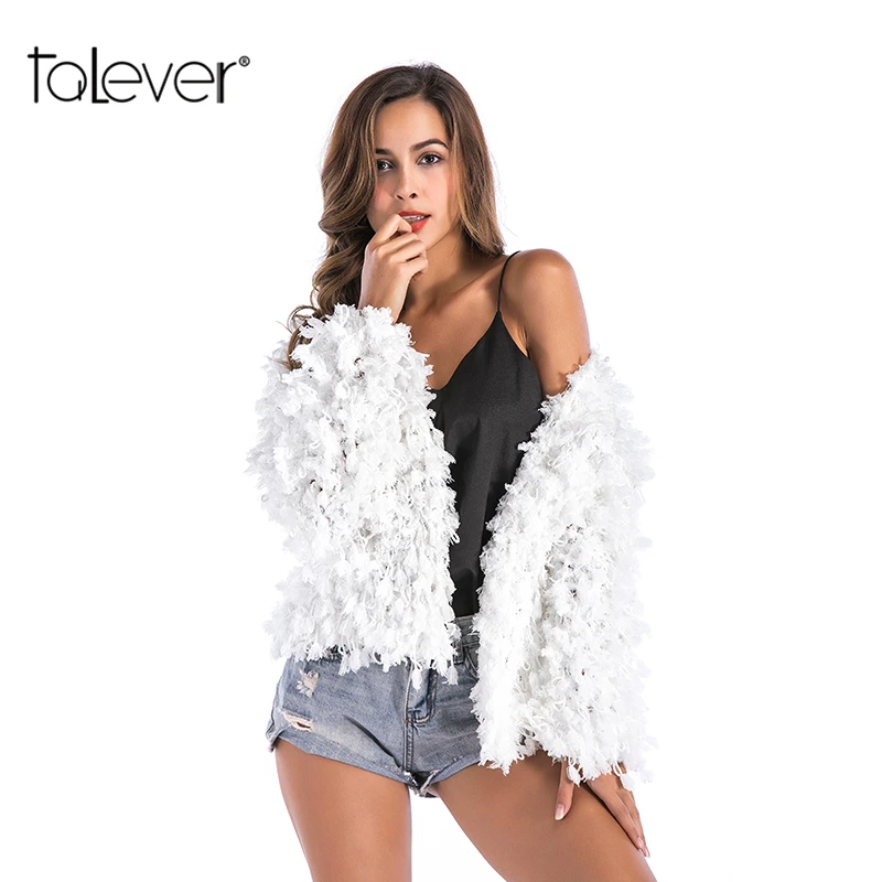 Women Sexy Faux Fur Short Warm Knitted Coat Female Casual