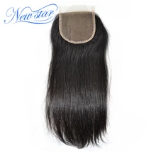 New Star Brazilian Straight 4 x4 Lace Closures With Baby Hair Knots Bleached 100 Virgin Human