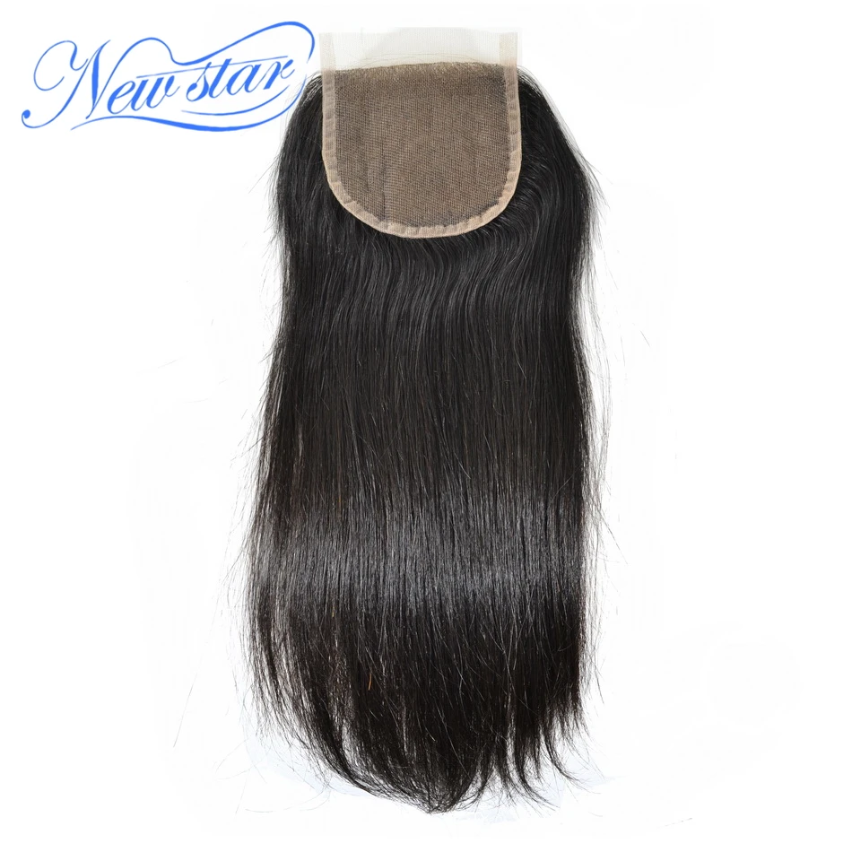 New Star Straight Lace Closures With Baby font b Hair b font Knots Bleached 100 Virgin
