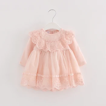 

girls wedding dress pearls lace baby girls christening dresses for party kids baby girls birthday dress ball gown 0-2Y Pink blue