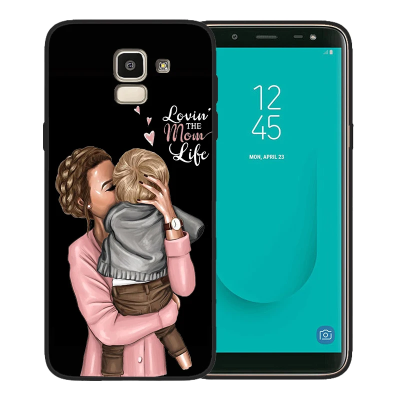 Чехол для телефона Samsung Galaxy S10, чехол s8, S7, S9, J7, J4, J6, J8 Plus, Note 8, 9, коричневый цвет, мама, ребенок, мышь, супер мама, девочка, Etui, чехол