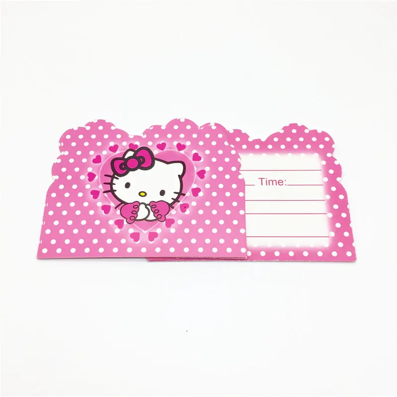 10pcs/lot Cartoon Hello Kitty Theme Invitation Card Kids Birthday Party Supply Event Party Supplies Party Decorative Set