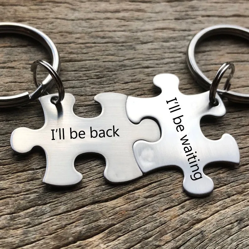 Puzzle Keychain Pairs Stainless Steel Personalized Custom Women Men Couples Lovers Anniversary Key Ring Accessories