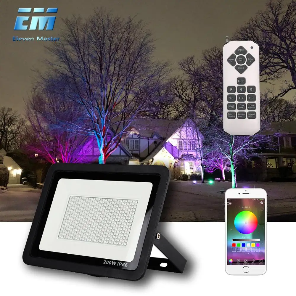 

RGB LED Floodlight 30W 50W 100W Bluetooth APP Group Control Outdoor Smart Flood Light IP66 Waterproof Garden Spotlight ZFG0003