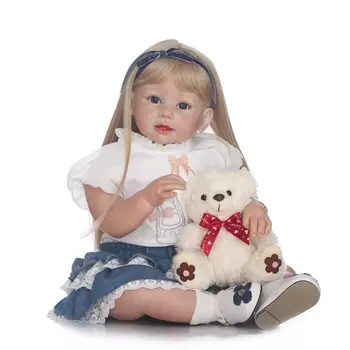 

Toddler 29'' Reborn Baby Girl Dolls Silicone Blonde Hair Wear Newborn Bebe Gifts Toddler Boy Toys