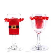 Красный Рождество Санта Кубок бутылки вина сумка Обложка Званый ужин Рождественский стол бутылку Чехлы для мангала декора