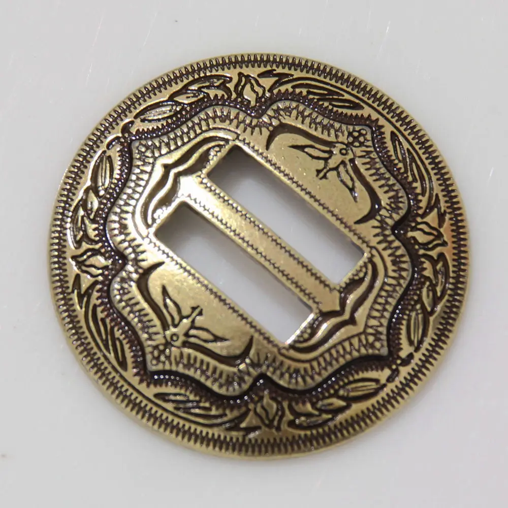 (KBS01) Wholesale 50pc 1 1/4" Slotted Concho 2 Tone Saddle Tack Belt