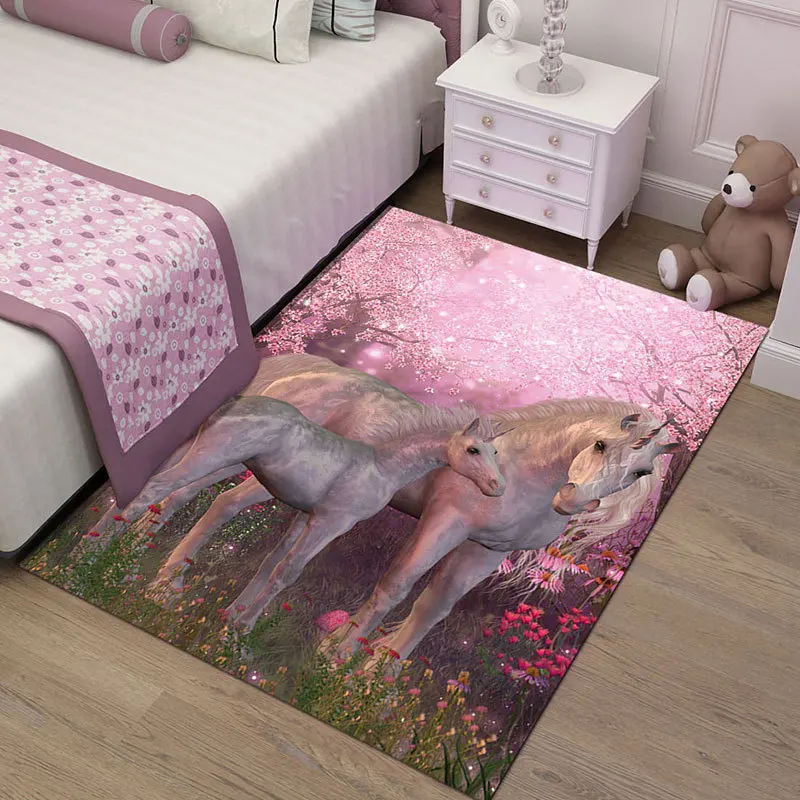 

Nordic Unicorn Series Kids Carpets for Living Room Bedroom Area Rugs Child Cloakroom Carpet Baby Play Tent Antiskid Floor Mats